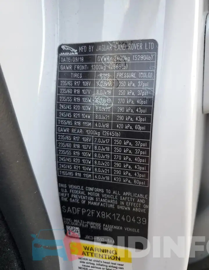 SADFP2FX8K1Z40439 Photo# 12