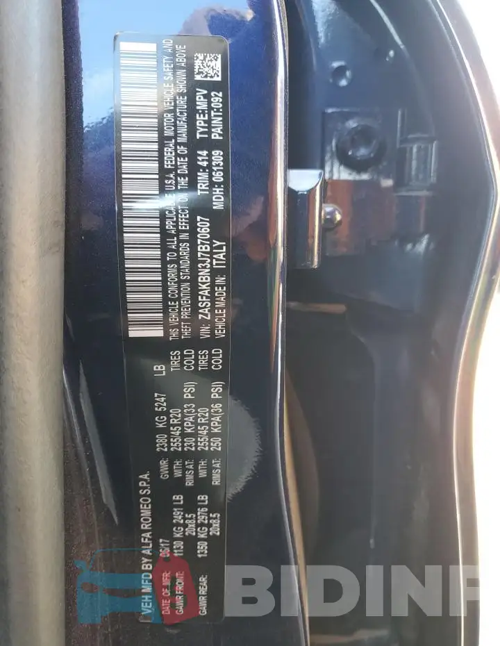 ZASFAKBN3J7B70607 Photo# 13