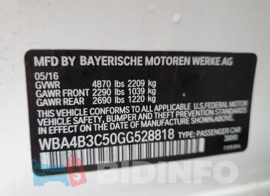 WBA4B3C50GG528818 Photo# 12