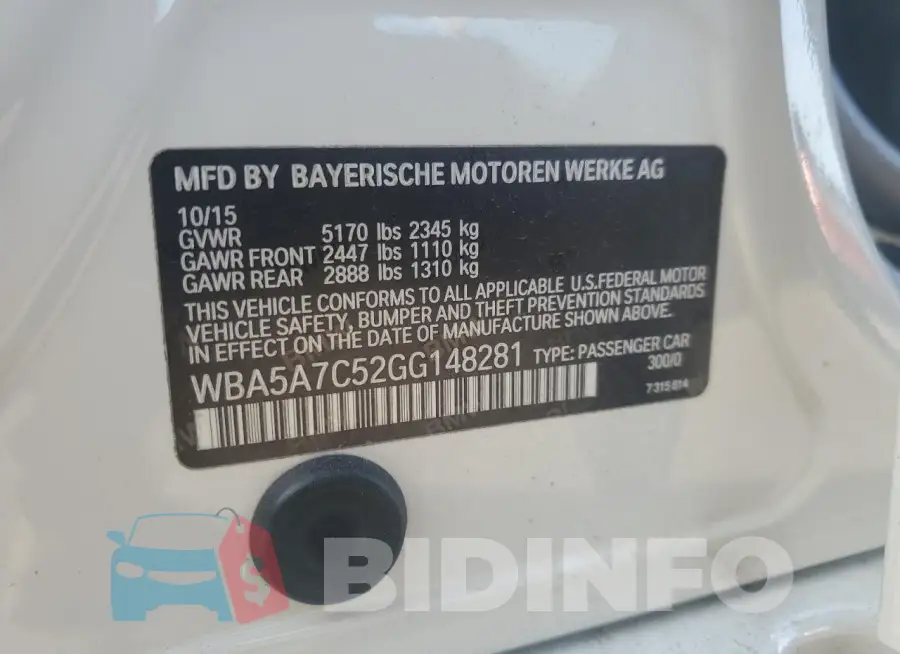 WBA5A7C52GG148281 Photo# 12