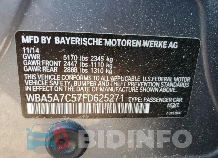 WBA5A7C57FD625271 Photo# 12