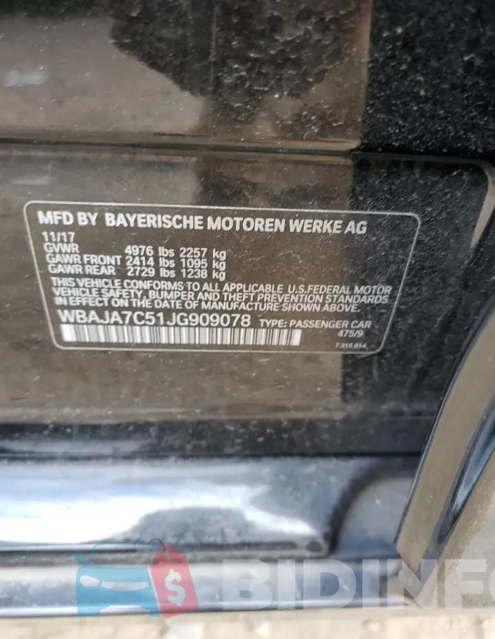 WBAJA7C51JG909078 Photo# 11