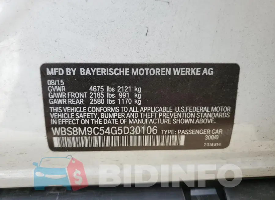 WBS8M9C54G5D30106 Photo# 13