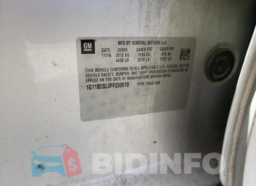 1G11B5SL0FF230610 Photo# 12