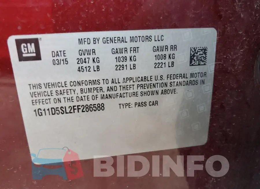 1G11D5SL2FF286588 Photo# 12