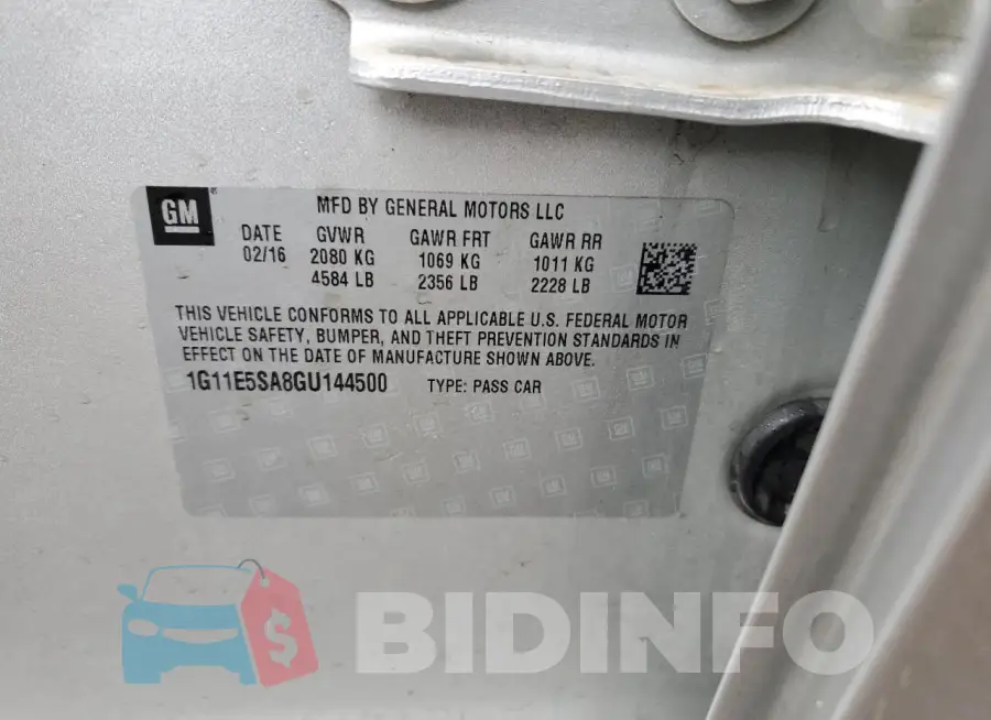 1G11E5SA8GU144500 Photo# 12