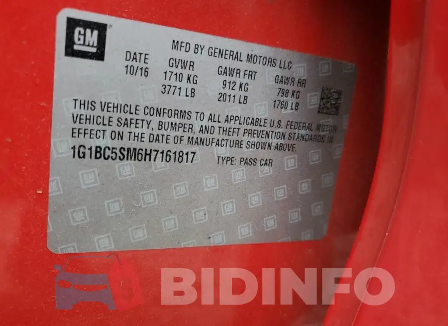 1G1BC5SM6H7161817 Photo# 12
