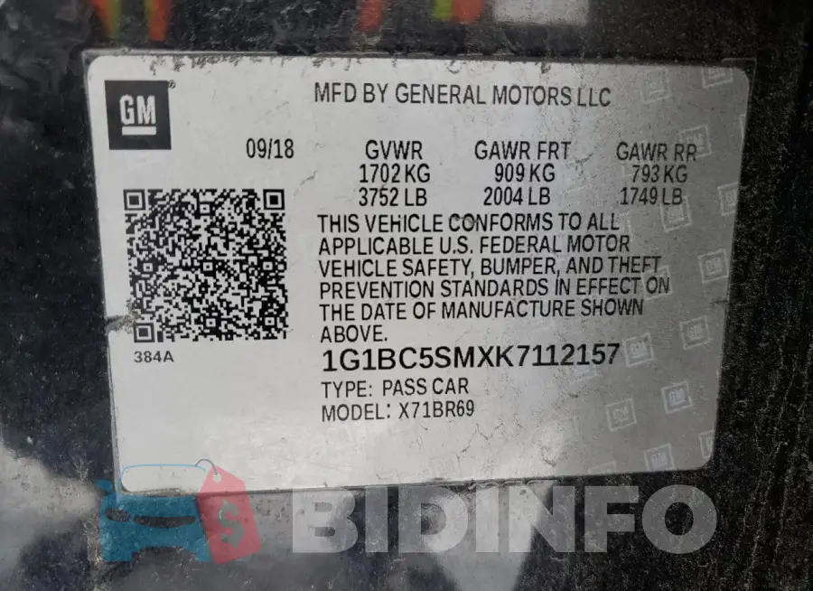 1G1BC5SMXK7112157 Photo# 12