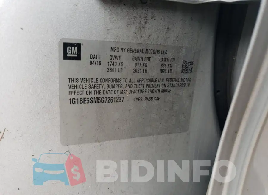 1G1BE5SM5G7261237 Photo# 12