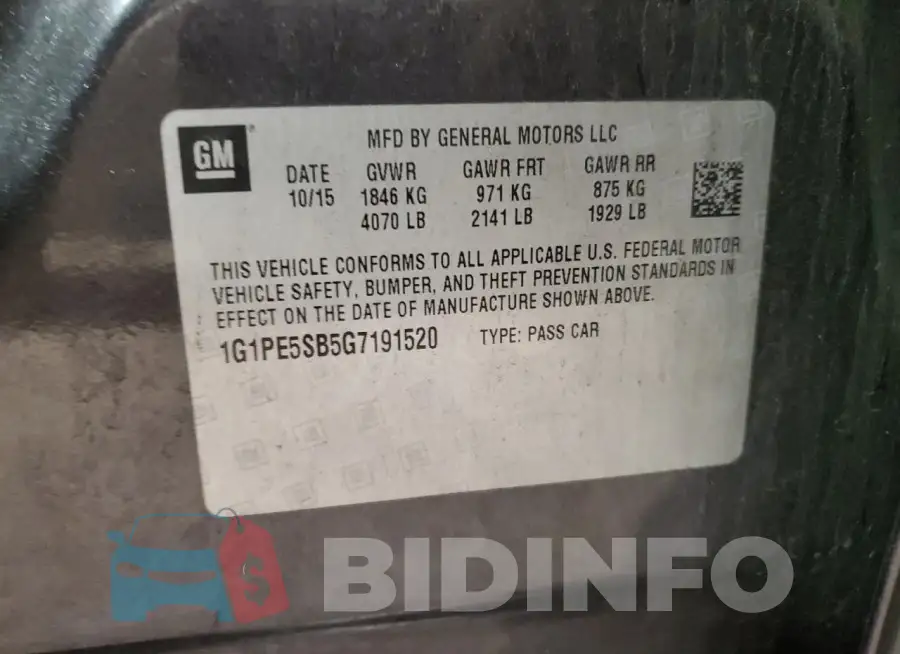 1G1PE5SB5G7191520 Photo# 12