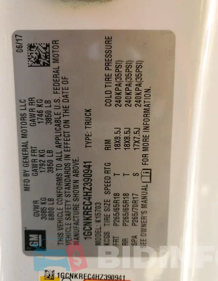 1GCNKREC4HZ390941 Photo# 12