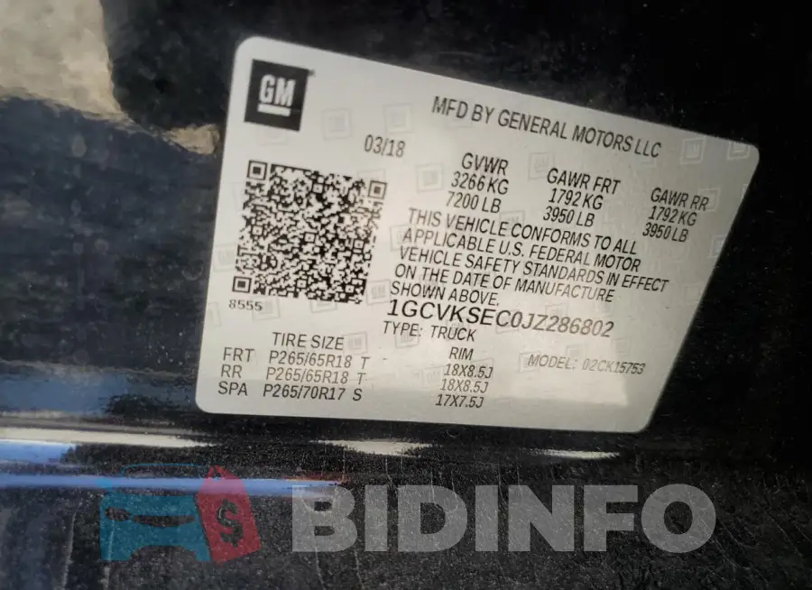 1GCVKSEC0JZ286802 Photo# 12
