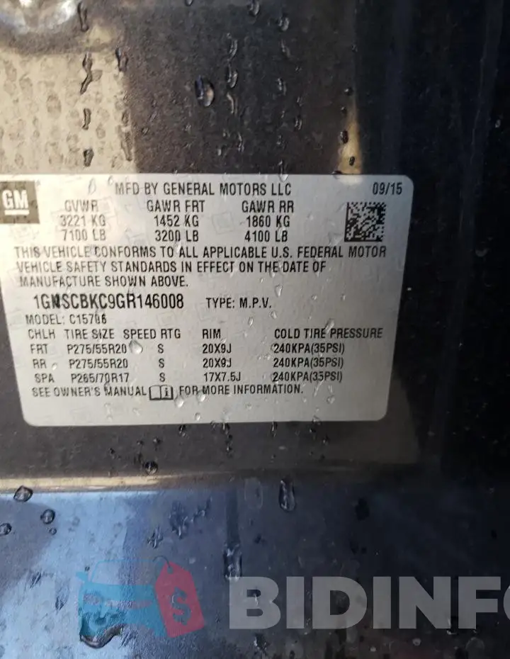 1GNSCBKC9GR146008 Photo# 13