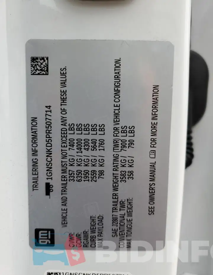 1GNSCNKD5PR507714 Photo# 13