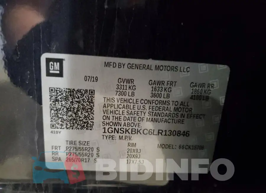 1GNSKBKC6LR130846 Photo# 12