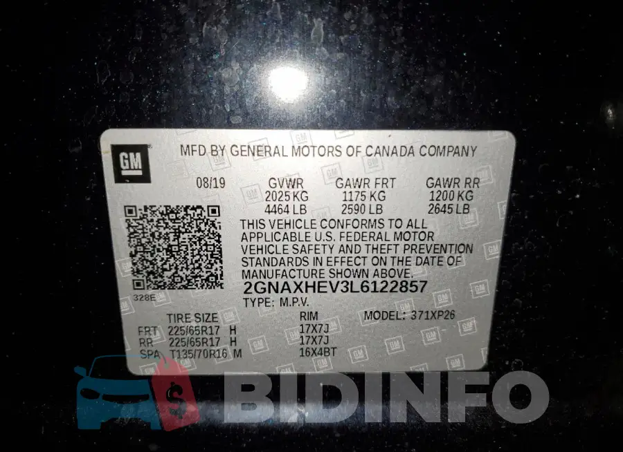 2GNAXHEV3L6122857 Photo# 13