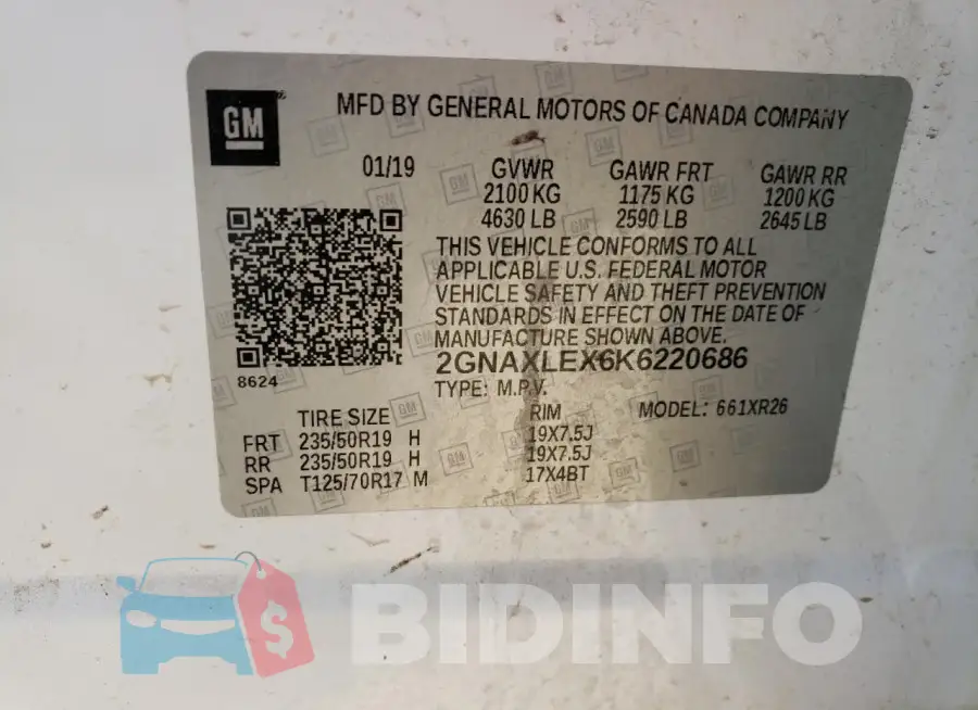 2GNAXLEX6K6220686 Photo# 12