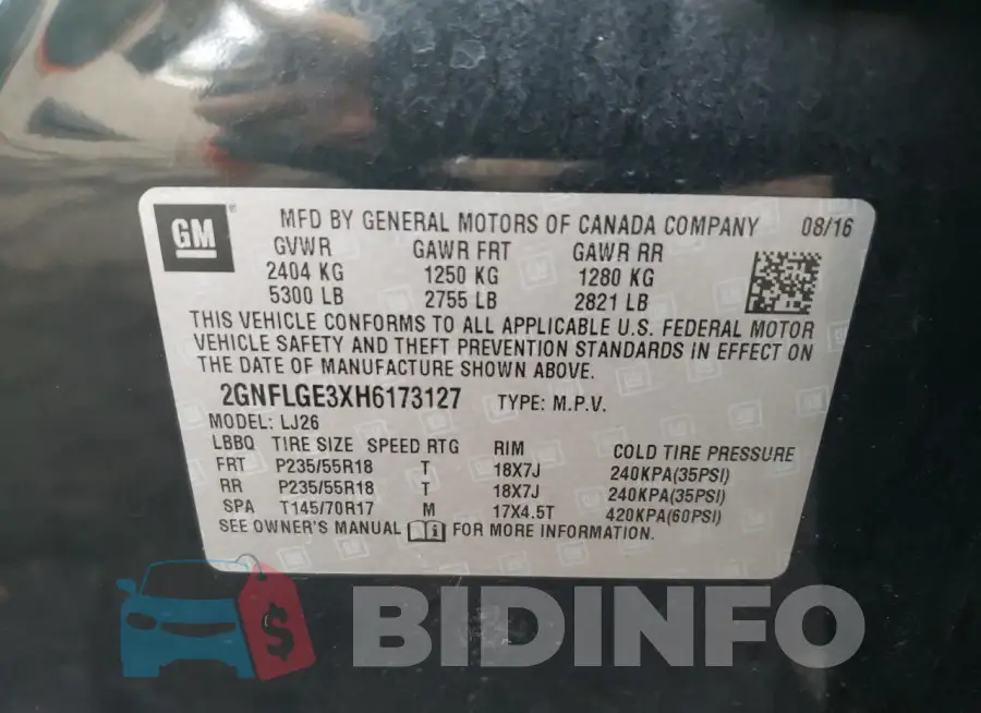 2GNFLGE3XH6173127 Photo# 12