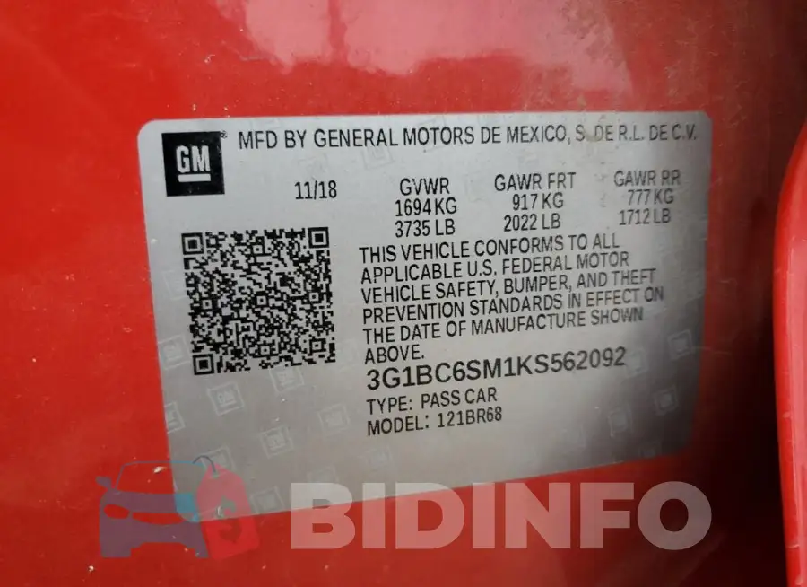 3G1BC6SM1KS562092 Photo# 12