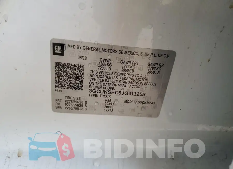 3GCUKSEC5JG411255 Photo# 13