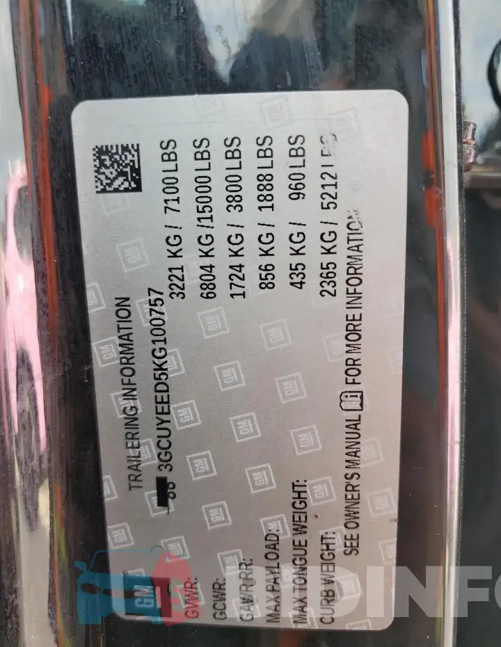 3GCUYEED5KG100757 Photo# 12