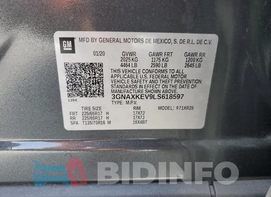 3GNAXKEV9LS618597 Photo# 13