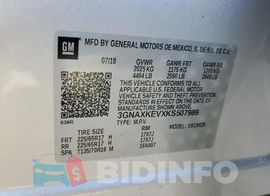 3GNAXKEVXKS507989 Photo# 13