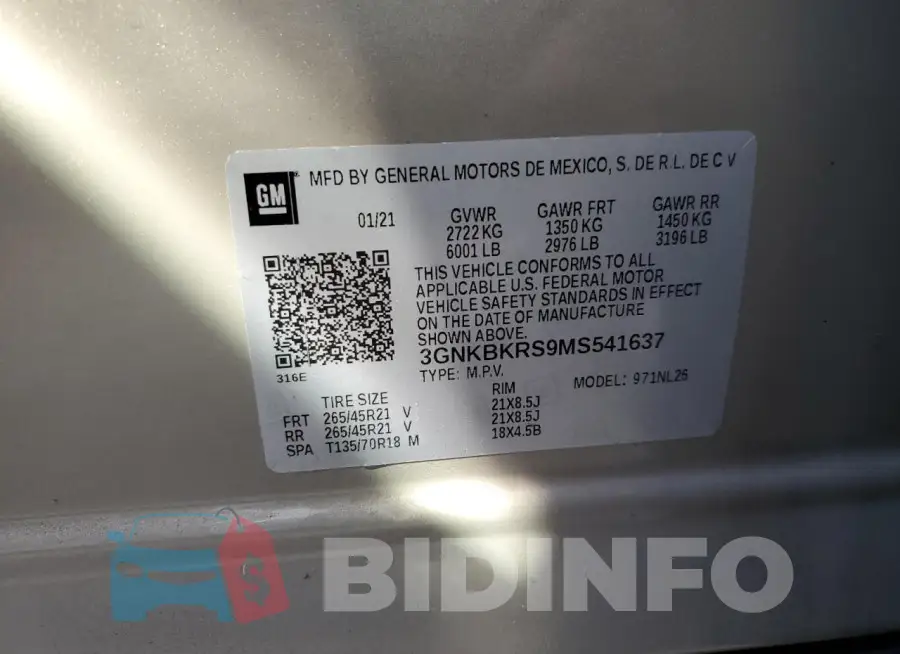 3GNKBKRS9MS541637 Photo# 13