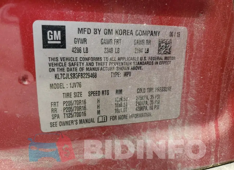 KL7CJLSB3FB229468 Photo# 13