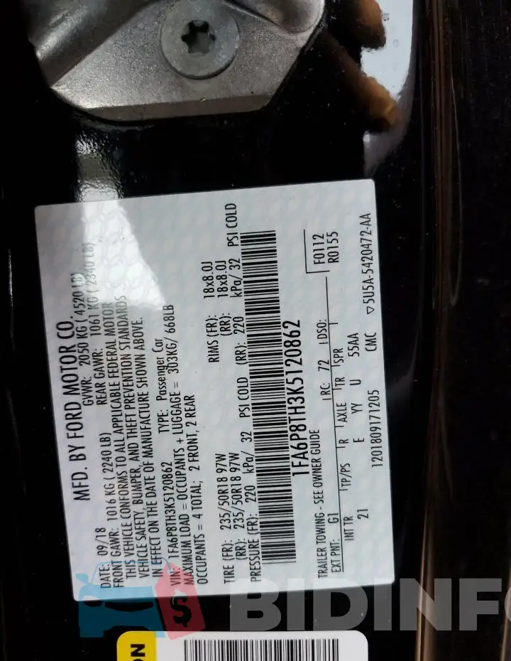 1FA6P8TH3K5120862 Photo# 13
