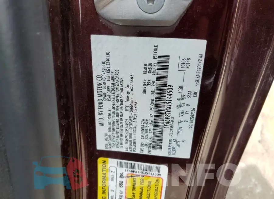 1FA6P8THXJ5144509 Photo# 12