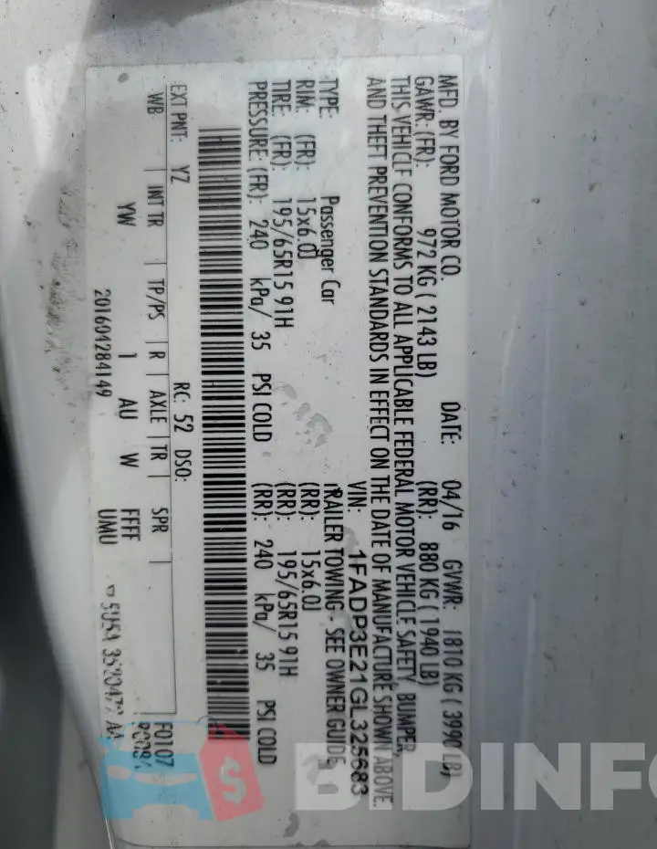 1FADP3E21GL325683 Photo# 12