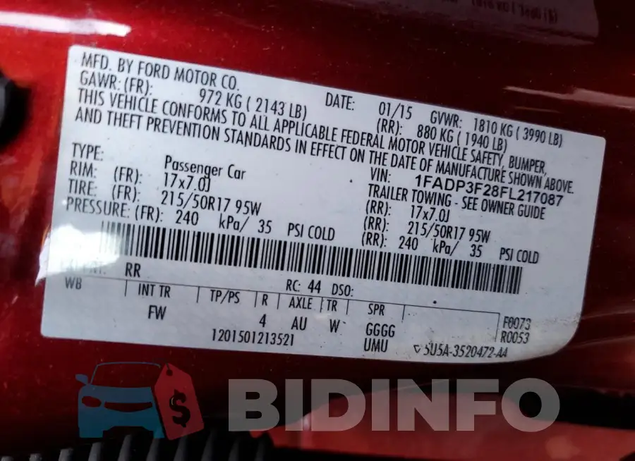 1FADP3F28FL217087 Photo# 13
