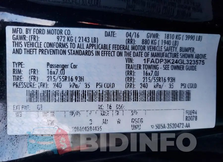 1FADP3K24GL323575 Photo# 12