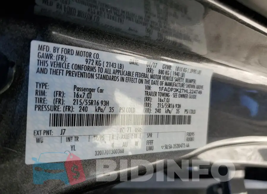 1FADP3K27HL224749 Photo# 12