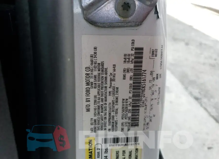 1FATP8UH0K5161774 Photo# 12