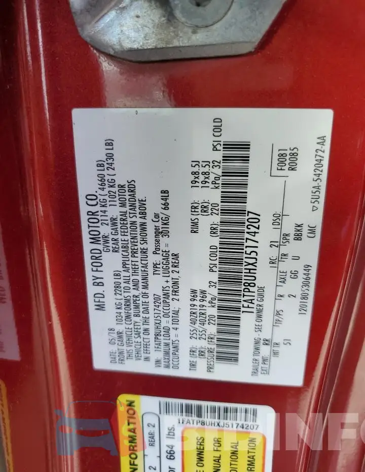 1FATP8UHXJ5174207 Photo# 13