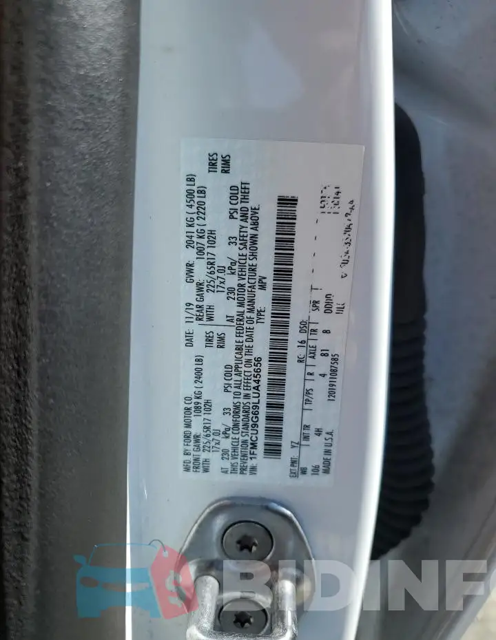 1FMCU9G69LUA45656 Photo# 12