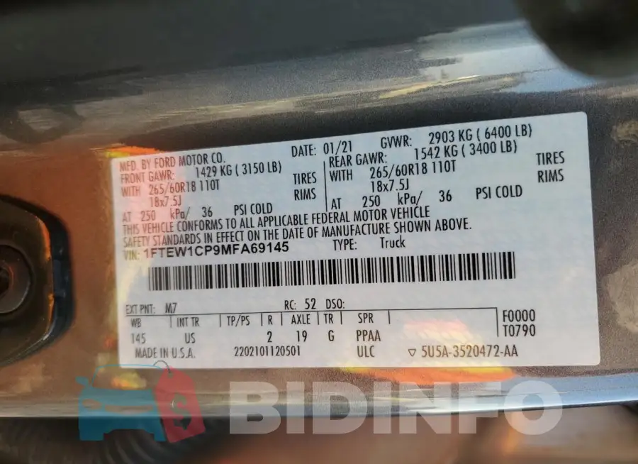 1FTEW1CP9MFA69145 Photo# 13