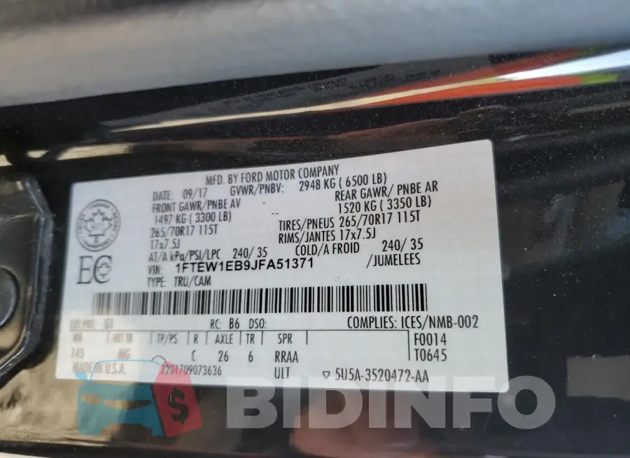 1FTEW1EB9JFA51371 Photo# 13