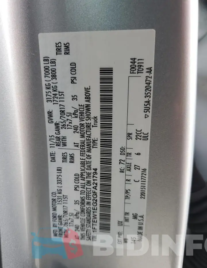 1FTEW1EG2GFA21794 Photo# 12