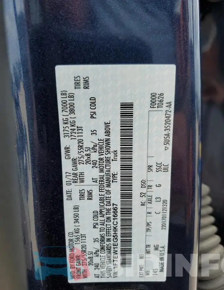 1FTEW1EG5HKC16667 Photo# 12