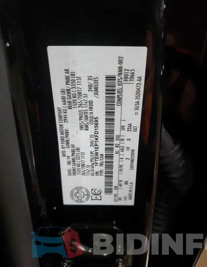 1FTEW1EP1KFD15695 Photo# 12