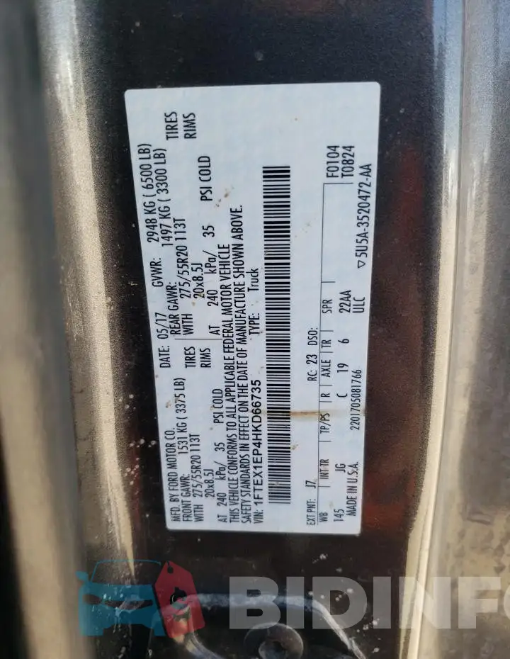 1FTEX1EP4HKD66735 Photo# 12