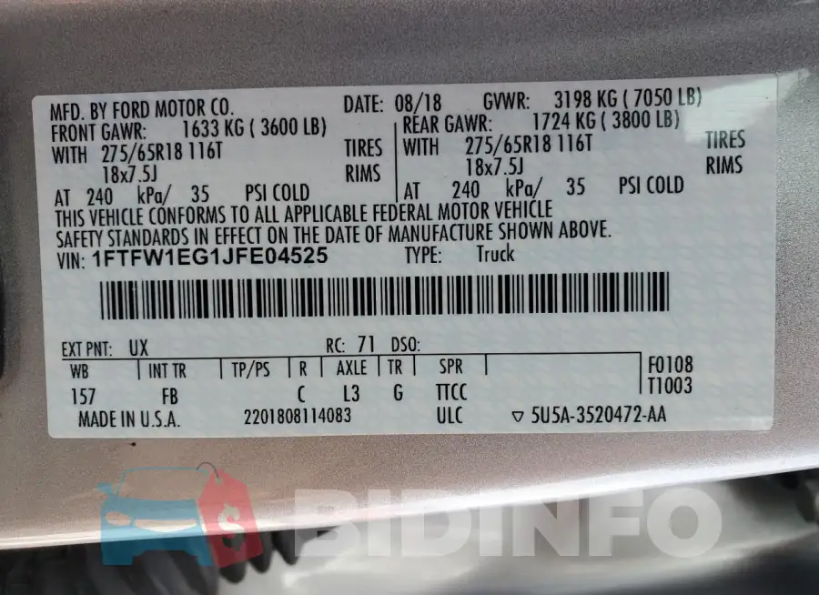 1FTFW1EG1JFE04525 Photo# 12