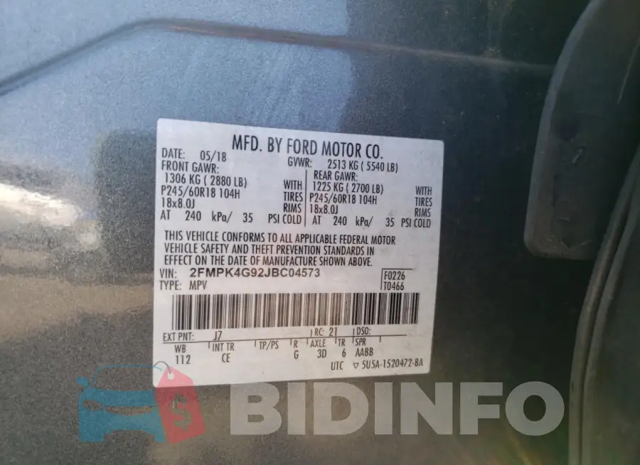 2FMPK4G92JBC04573 Photo# 13