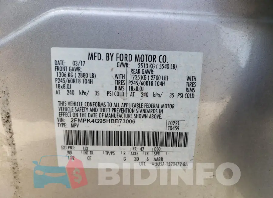 2FMPK4G95HBB73006 Photo# 14