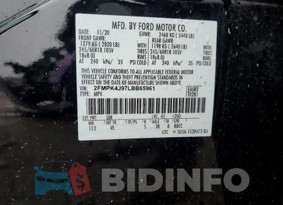 2FMPK4J97LBB65961 Photo# 13