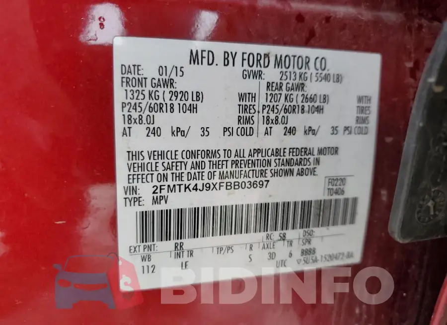 2FMTK4J9XFBB03697 Photo# 13