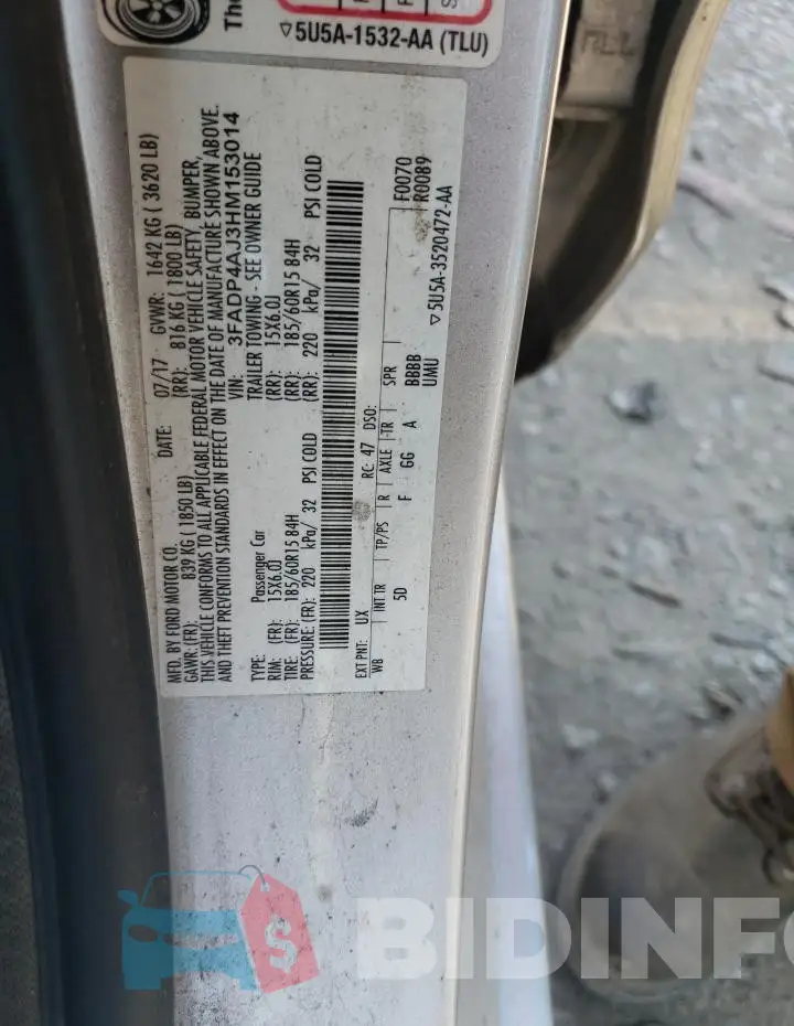 3FADP4AJ3HM153014 Photo# 12